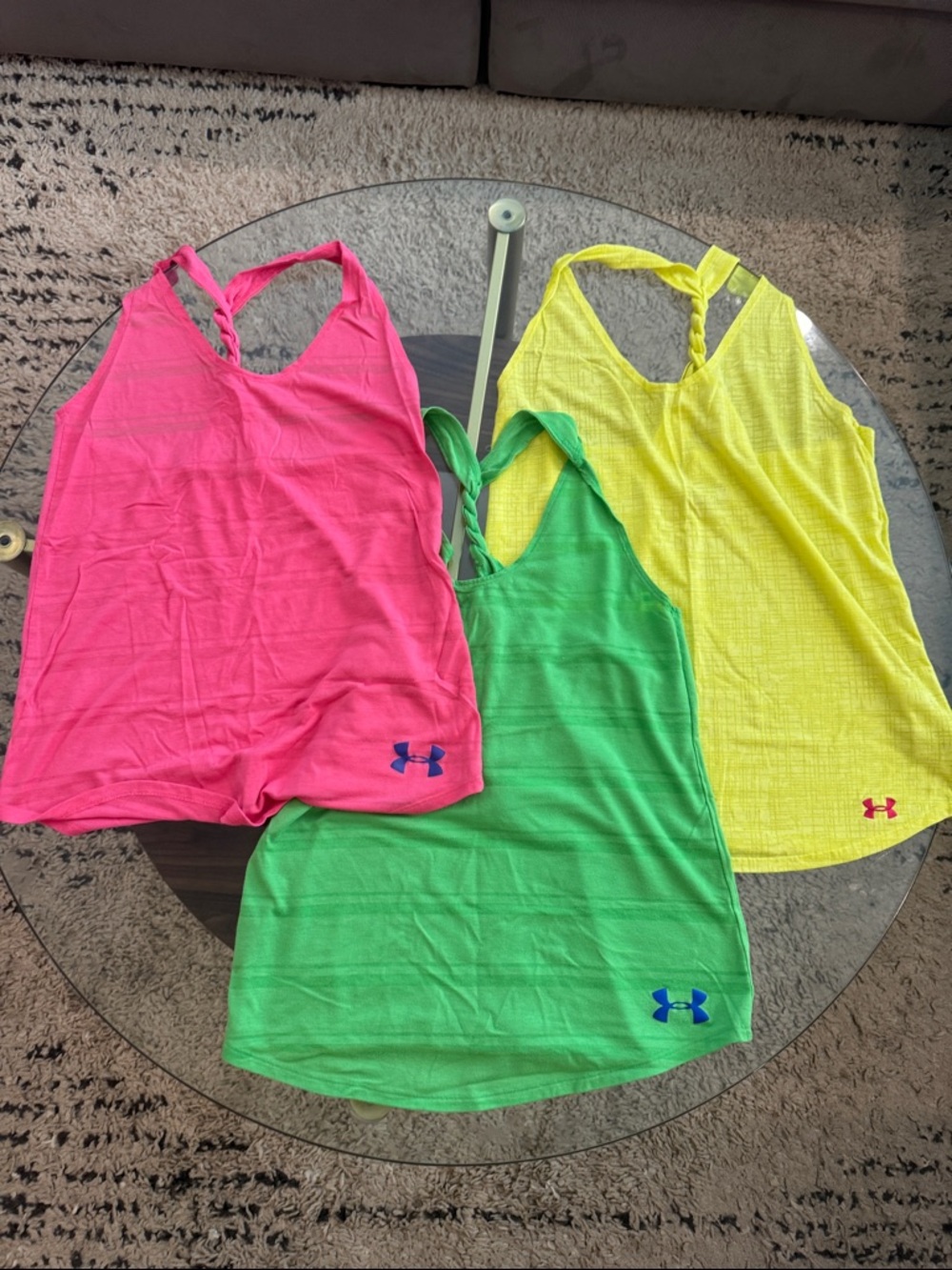 Under Armour Neon Racerback Tank Trio - Pink, Green, Yellow